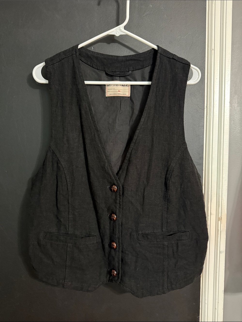We The Free Retro Linen Blend Vest Businesswear Size: XL